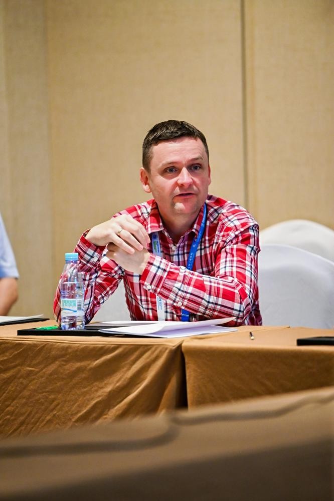 Participant making remarks during meeting