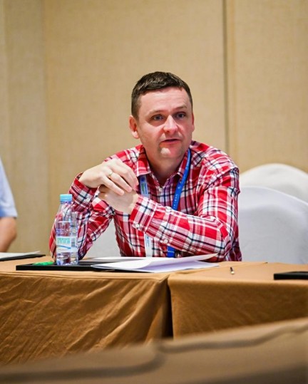 Participant making remarks during meeting
